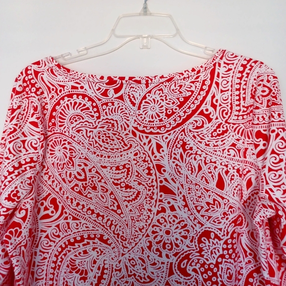NWT Talbots Cotton Bateau Neck Tee - Paisley Scroll, Size L - Picture 8 of 16